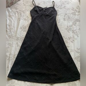 Black Milkmaid Babydoll Plaid Jacquard Midi Slip Dress Small Whimsigoth Feminine